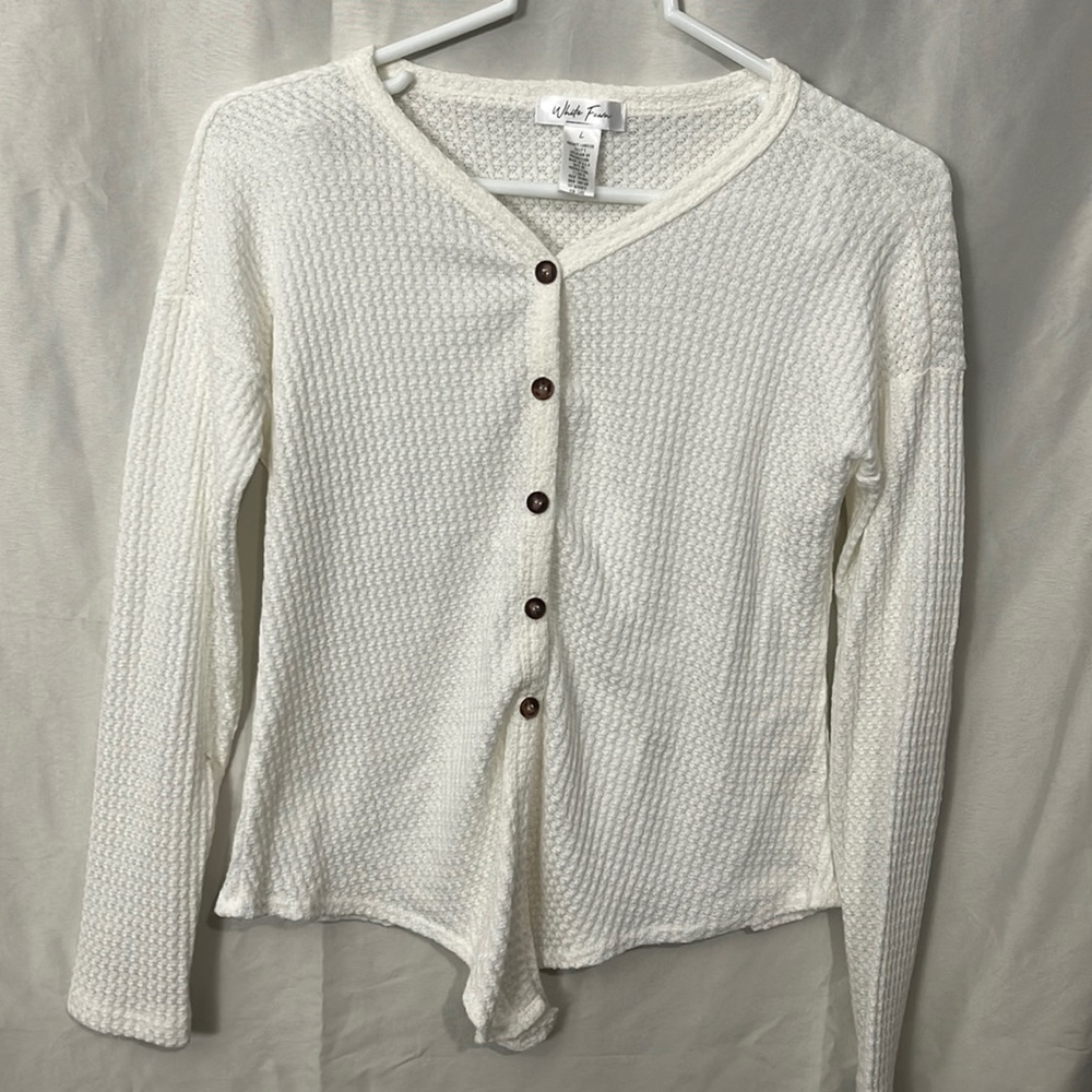 White button up sweater shirt girls Large